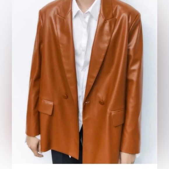 NWT Zara Faux Oversized Leather Blazer NWT - XS - Picture 4 of 4